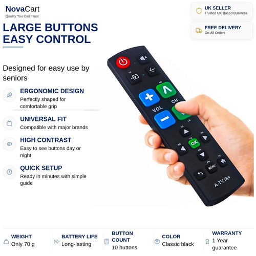 Remote for elderly - tv,